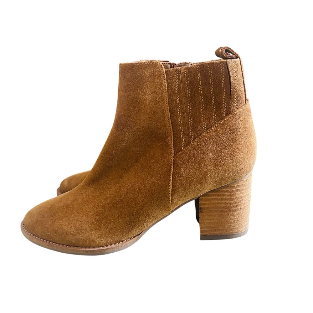 Blondo Noa Leather Tan Camel Ankle Heeled Booties Boots Size 11 Womens - Picture 3 of 12